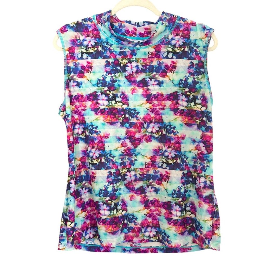 Athleta Floral Fade Rash Guard Swim Tank Size XL - Picture 4 of 8